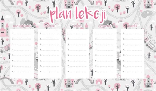 Magnetisk lektionsplan til børn Pink Kingdom 45x26CM