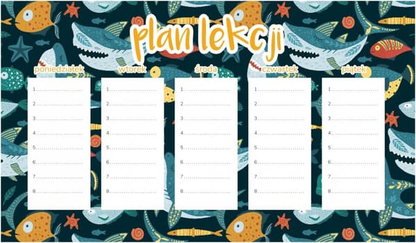 Magnetisk lektionsplan for børn med overraskelse af fisk 45x26 cm