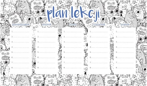 Magnetisk lektionsplan Monstergruppe 45x26CM