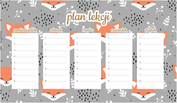 Magnetisk lektionsplan för barn Glad räv 45x26CM