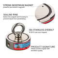 Miniatyrbillede 4 af 4: Neodymium Magnet Krog, 500KG Samlet Styrke, Dobbelt Sidede, D75mm 250KG 2 sider, Magnetisk trækkraft
