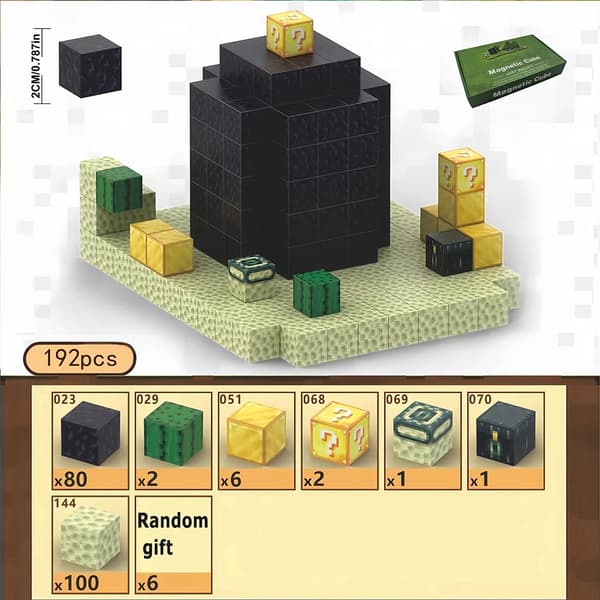 Magnettiblokit, 192 kpl, Neliömuoto, CE-sertifioitu,H056 192KPL