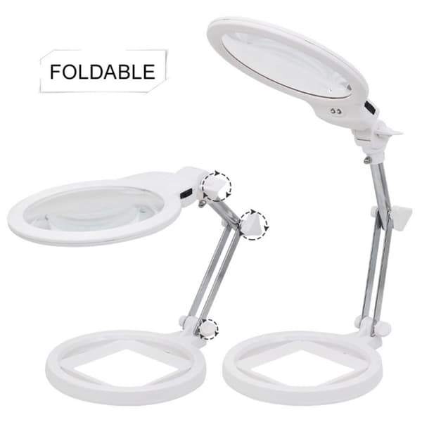Hopfällbart stort förstoringsglas med LED lampa 2,5 x 130mm