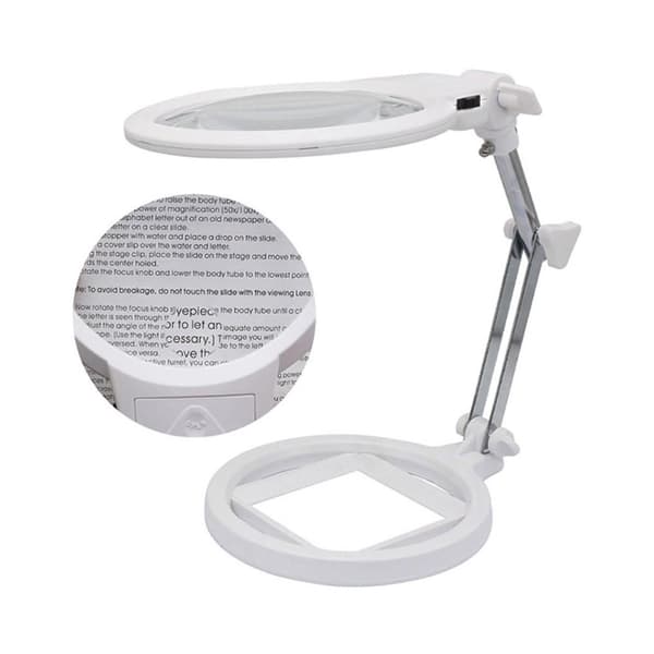 Hopfällbart stort förstoringsglas med LED lampa 2,5 x 130mm