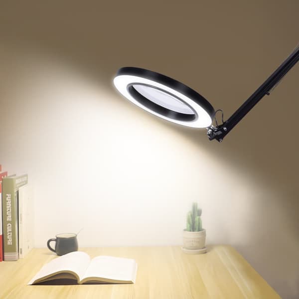 Flexibelt skrivbord Stort 33cm+33cm 5X USB LED-förstoringsglas 3 färger Upplyst förstoringslampa Lupp