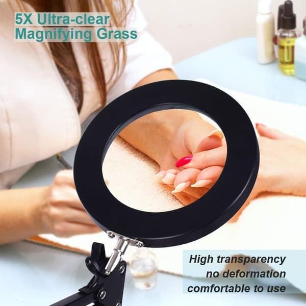 Flexibelt skrivbord Stort 33cm+33cm 5X USB LED-förstoringsglas 3 färger Upplyst förstoringslampa Lupp