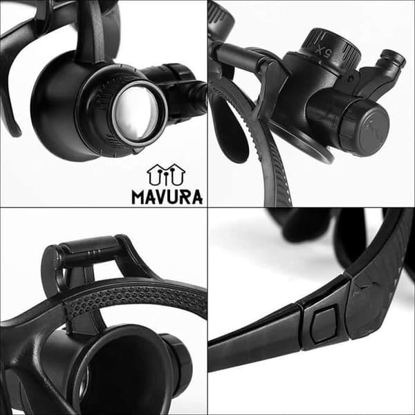 Double Eye Magnifier - DIVERSE - MAVURA - 20x förstoring - LED-ljus - Solid plast