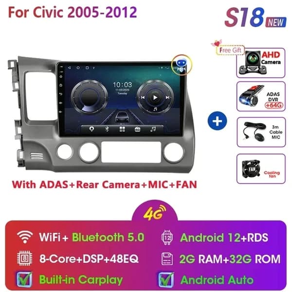 Bilradio, multimediaspelare för video, navigering GPS, T3P-present, Dual Core