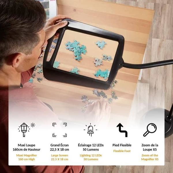 FISHTEC handsfree stativförstoringsglas - 5x zoom - 12 LED - Flexibelt huvud