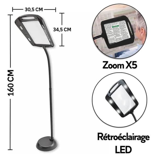 FISHTEC handsfree stativförstoringsglas - 5x zoom - 12 LED - Flexibelt huvud