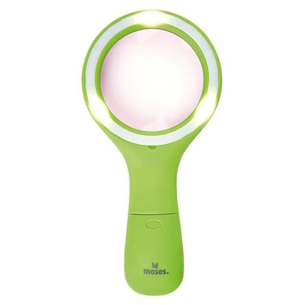 Moses Scribbler Förstoringsglas med Ljus 18 cm - Grön/Röd - För barn från 6 år och uppåt