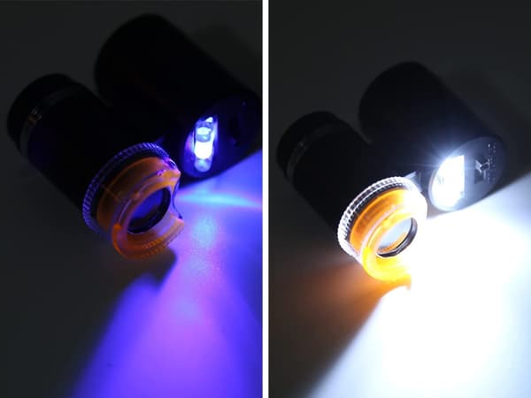 Forstørrelsesglass - Mini Mikroskop med UV-lys - 60x Forstørrelse