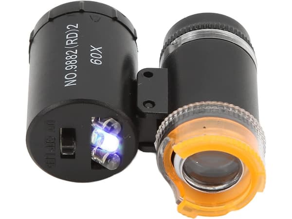 Forstørrelsesglass - Mini Mikroskop med UV-lys - 60x Forstørrelse
