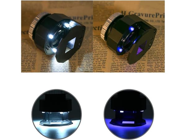 Juvelerares luppmikroskop 30x 3 led uv-patron