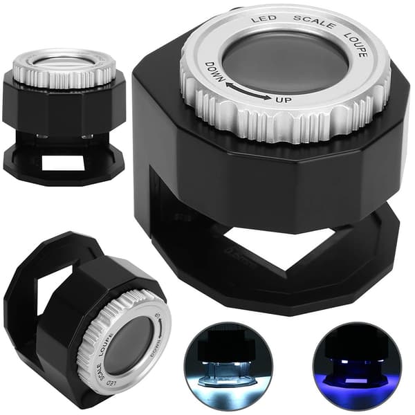 Juvelerares luppmikroskop 30x 3 led uv-patron