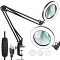 Miniatyrbillede 1 af 10: Skrivbordslampa / Förstoringsglas med Klämma - LED Bordslampa