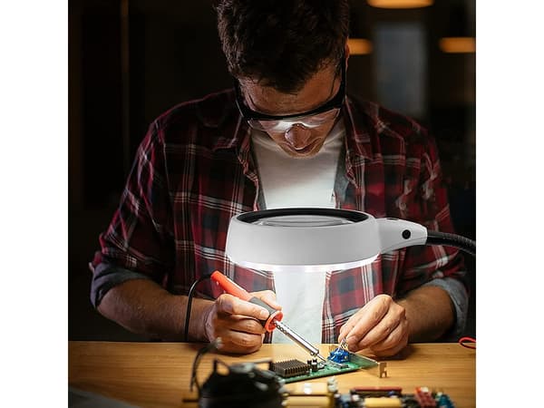 Skrivbordslampa / Förstoringsglas med Klämma - LED Bordslampa