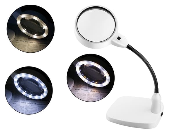 Skrivbordslampa / Förstoringsglas med Klämma - LED Bordslampa