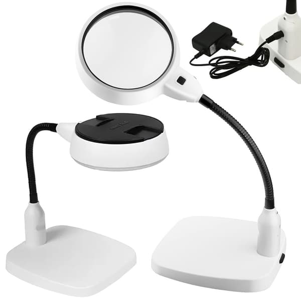 Skrivbordslampa / Förstoringsglas med Klämma - LED Bordslampa