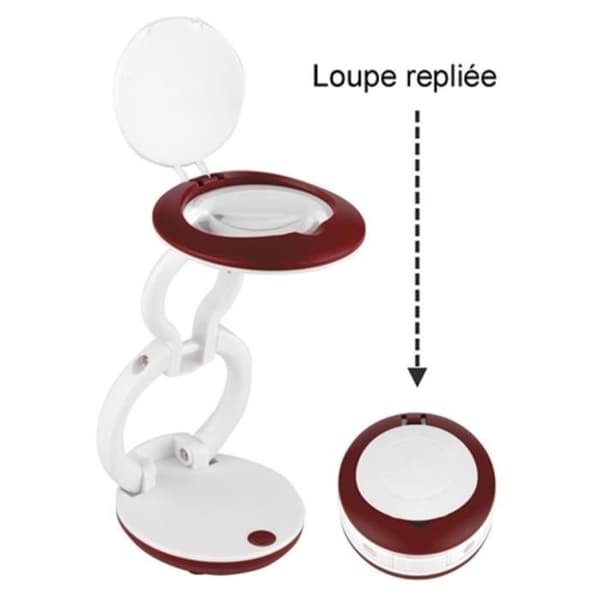 Vikbar och bärbar LED-förstoringslampa - DAYLIGHT - 3X förstoring - 5,5 cm lins - Vit