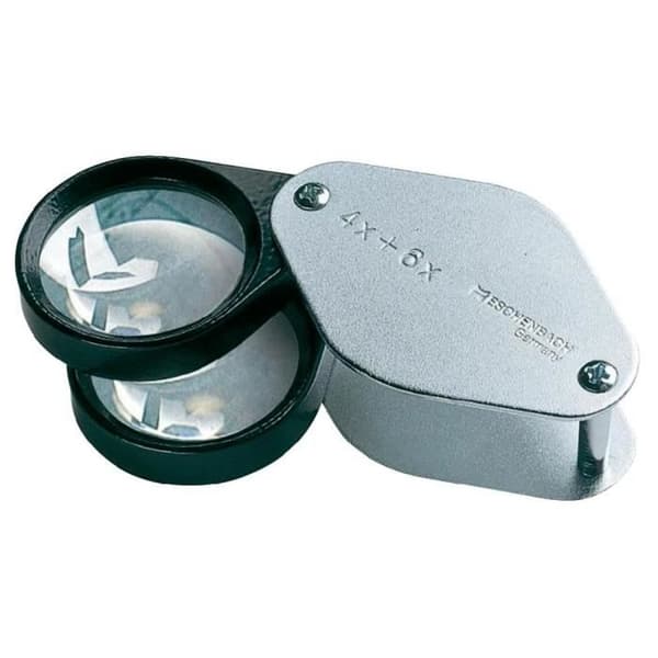 Eschenbach 1187 bikonvex förstoringsglas - 4,0x + 6,0x = 10,0x 30mm Svart, Krom
