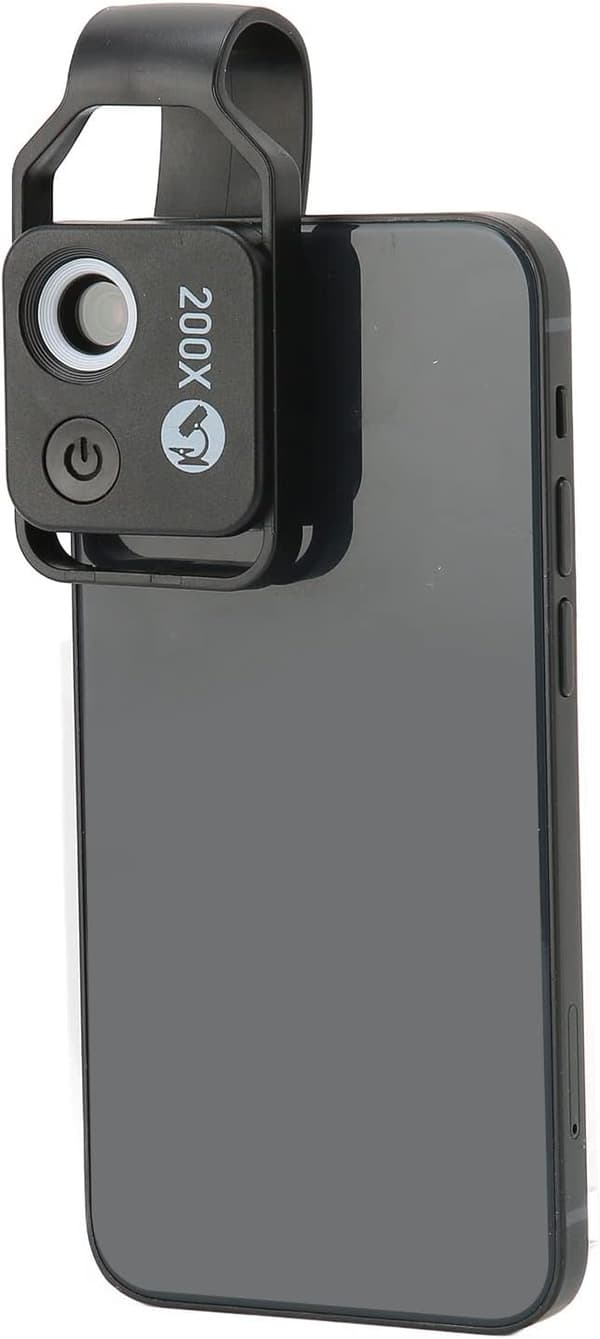 APEXEL 200x Mobiilimikroskooppi, Mini Taskumikroskooppi, 6 LED-valo-opasta, 2 kirkkaustason säätöä, Suurennus Makrolinssisarja Puhelinkameraan