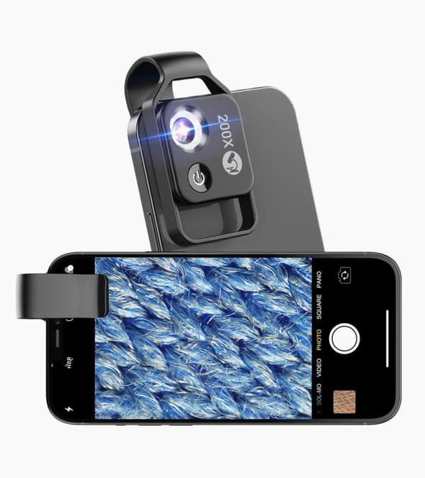 APEXEL 200x Mobiilimikroskooppi, Mini Taskumikroskooppi, 6 LED-valo-opasta, 2 kirkkaustason säätöä, Suurennus Makrolinssisarja Puhelinkameraan