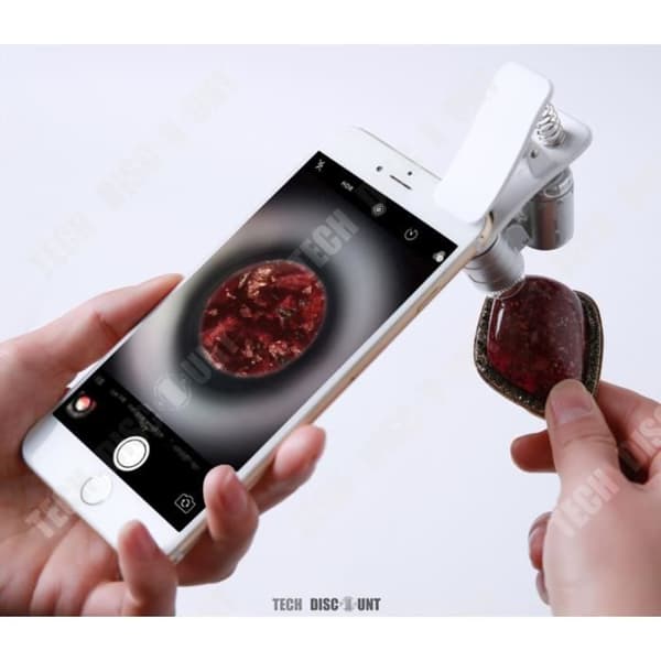 TD® Clip-on 60x mikroskopförstoringsglas för smartphones - TEKNISK RABATT - Universal - Vit