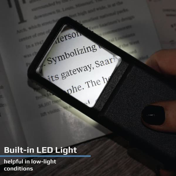Carson - PO-55 - MiniBrite asfärisk fickförstoringsglas med LED-belysningsfunktion och skyddskåpa ()