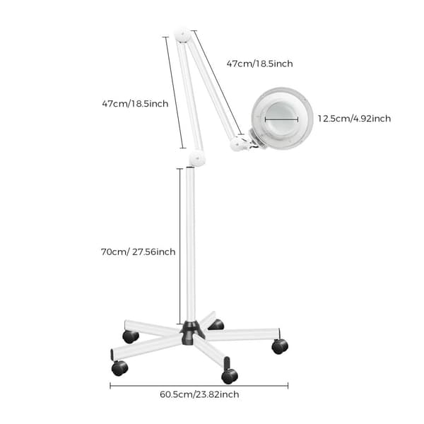 LED Forstørrelseslampe, 5X Forstørrelse, 24W Koldt Lys, 360° Justerbar,HVID