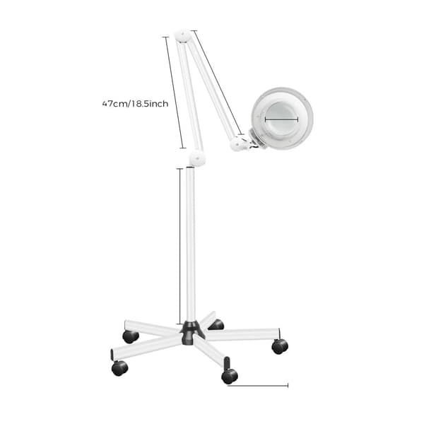 LED Forstørrelseslampe, 5X Forstørrelse, 24W Koldt Lys, 360° Justerbar,HVID