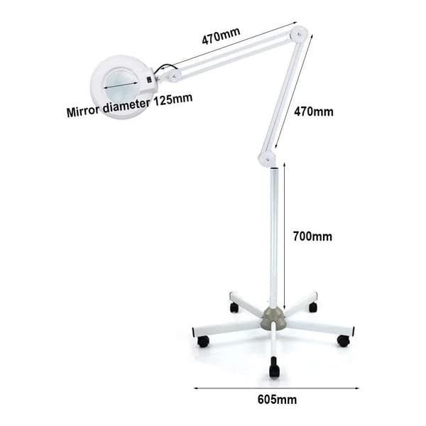 LED Forstørrelseslampe, 5x Forstørrelse, Justerbar Arm,HVID, 5X