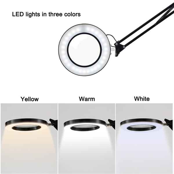 USB LED Forstørrelsesglas, 5X Forstørrelse, Justerbart Lys