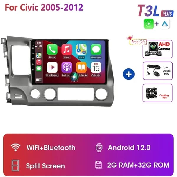Bilradio, Multimedie Videoafspiller, Navigation GPS, T3P Kamera Gave, Dual Core