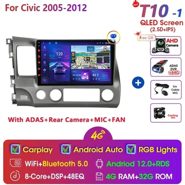 Autosoitin, monimedia videosoitin, navigointi GPS, T10-1 Cam ADAS lahja, Dual Core