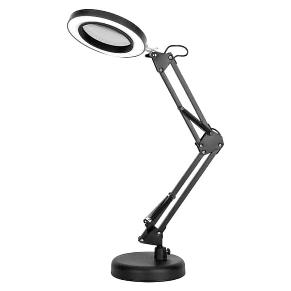 Forstørrelsesglas med lysstand, LED-lys, justerbar svingarm, forstørrelse,sort, 10X