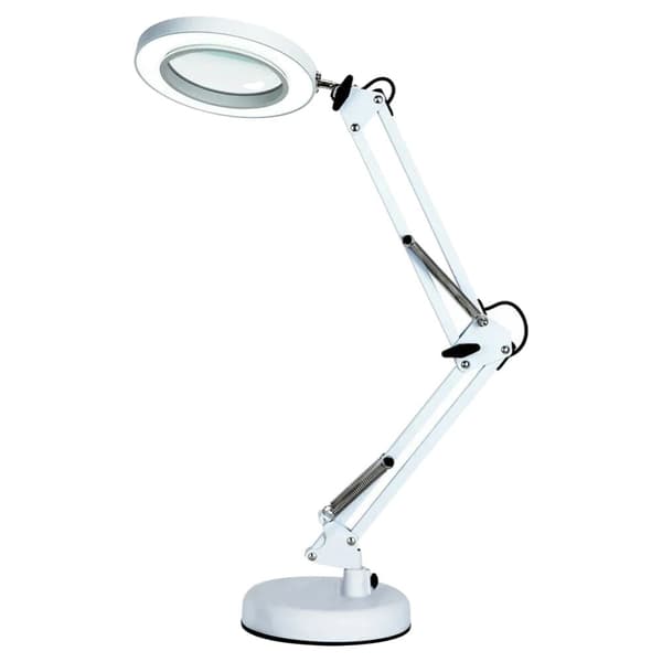 Forstørrelsesglas med lysstand, LED-lys, justerbar svingarm, forstørrelse,hvid, 10X