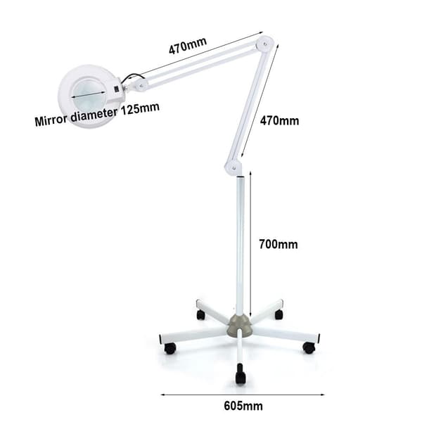LED suurennuslamppu, 5X suurennus, säädettävä jalka