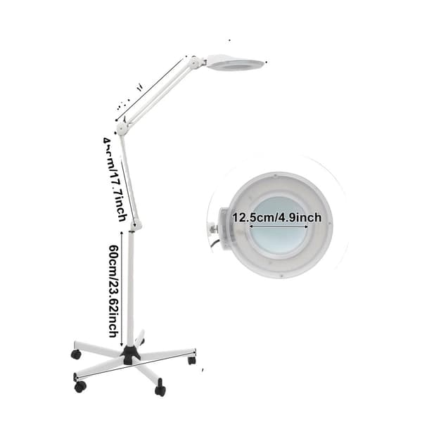 Forstørrelseslampe, 5X forstørrelse, 24W LED-lys, justerbar højde,HVID