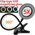 Miniatyrbild 5 av 6: OBOSOE förstoringsglas med ljus och stativ, skrivbordslampa LED-ljus, USB-flexibel gåsnack, klipp på skrivbord och säng för läsning, hantverk