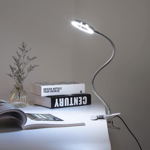 OBOSOE-suurennuslasi valolla ja jalustalla, pöytävalaisin LED-valo, USB joustava hanhipuhe, pidike työpöydällä ja sänky lukemiseen, askarteluun