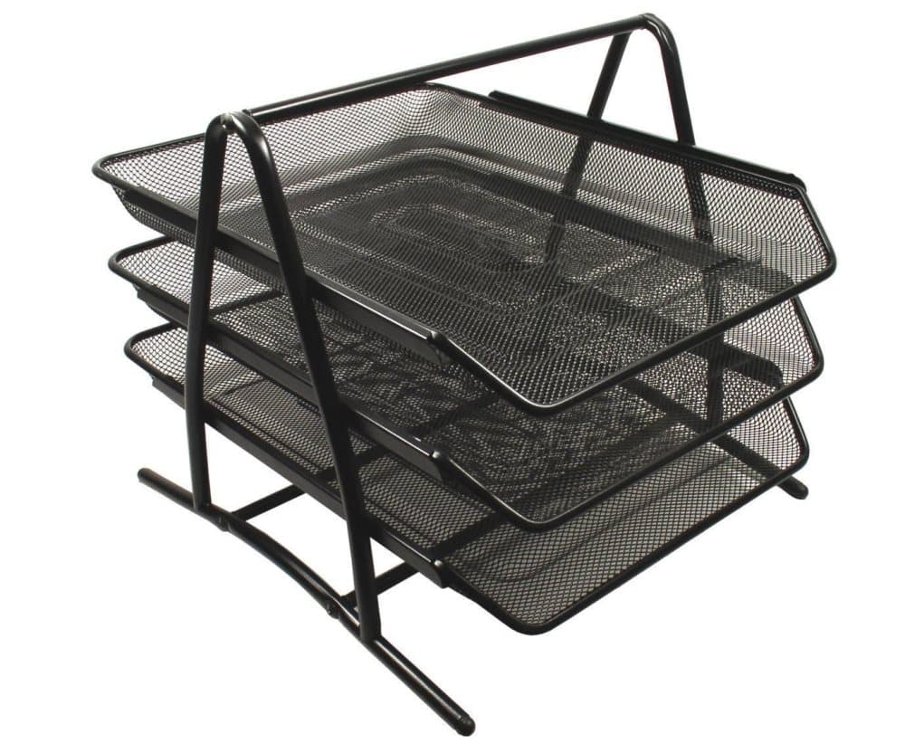 Brevkorg metall 3-facks svart
