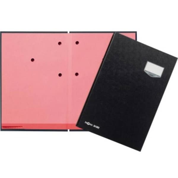 Signaturmapp - PAGNA - DE LUXE - A4 - 20 fack - Svart - Expanderbar canvas