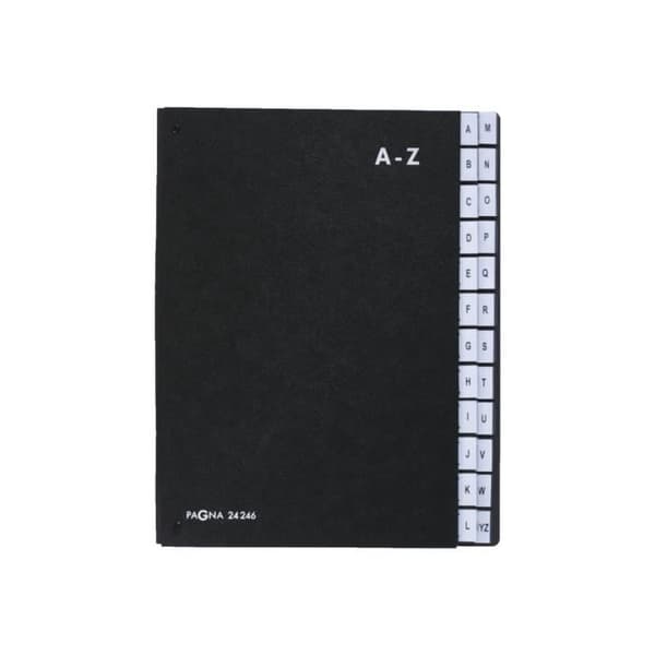 Pagna Office - Sorterare - expanderbar - 24 fack - 24 positioner - förtryckt: A-Z - A4 - flikar - svart