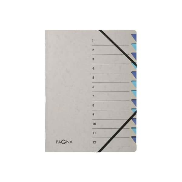 Pagna Easy Grey Folder 12 fack 12 positioner A4 med blå flikar
