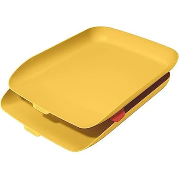 A4 Postkorg - LEITZ - Set med 2 - Mysig gul - Ergonomisk - Stapelbar