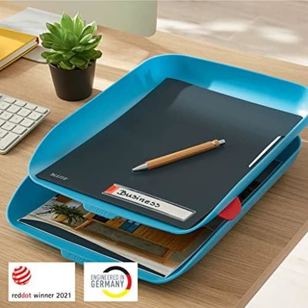 A4 Postkorg - LEITZ - Mysigt - Set med 2 - Blå - Ergonomisk - Stapelbar