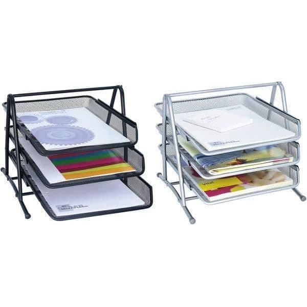 A4 sorteringskärl - WEDO - Svart epoxilackerad metall - Set med 3 korgar - Mått 275x300x350 mm