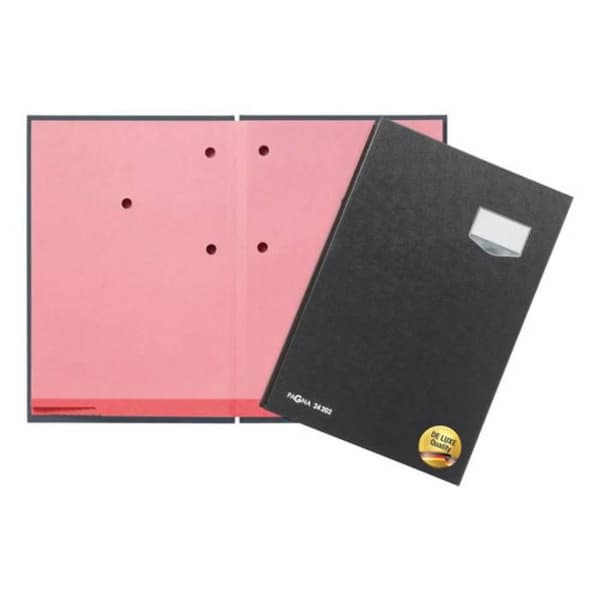 Signaturmapp - PAGNA - DE LUXE - A4 - 20 fack - Svart - Expanderbar canvas