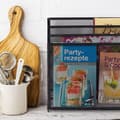 Miniatyrbild 5 av 6: Relaxdays Doku­ment­stöd, själv­stående post­hållare med 3 fack för kontoret, metall, 29,5x32x9 cm, svart